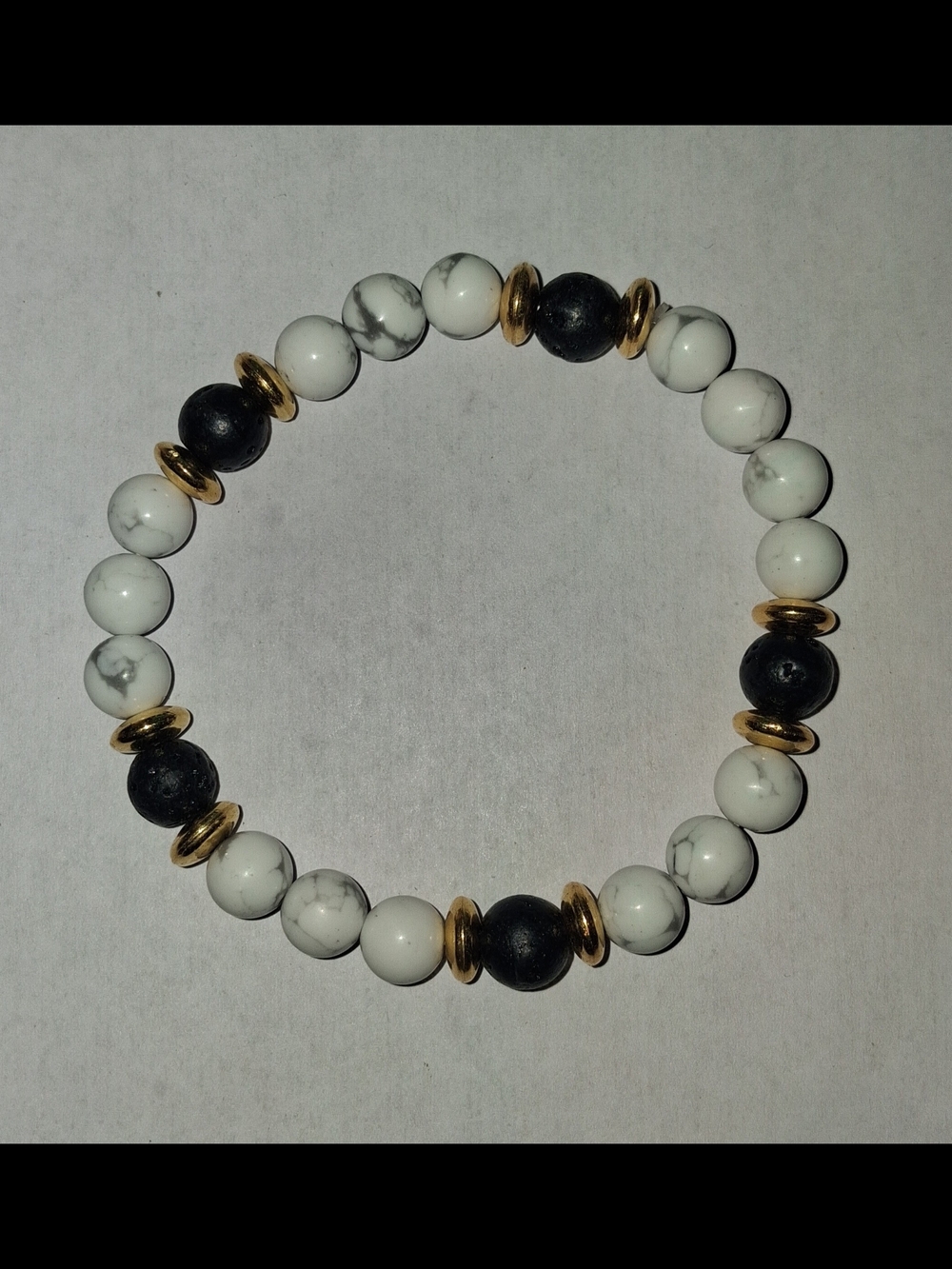 Handmade Howlite & Lava Stone Bracelet